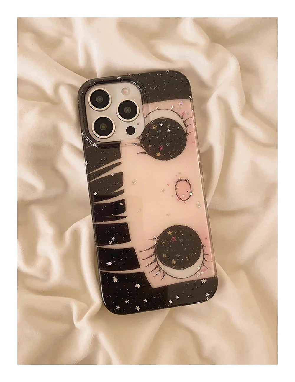 Cartoon Anime Shinning Eyes Cute Phone Case for IPhone 17 16 15 14 13 Pro Max Girl Glittering Big Eyes Back Phone Cover Capa