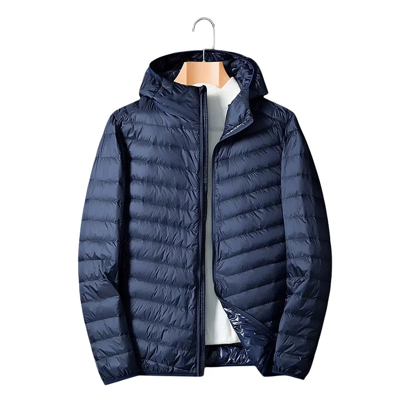 Autumn Winter Down Jacket Men Ultra Light Windproof Waterproof Anti Fouling Anti-Oil White Duck Portable Hooded Coat Male
