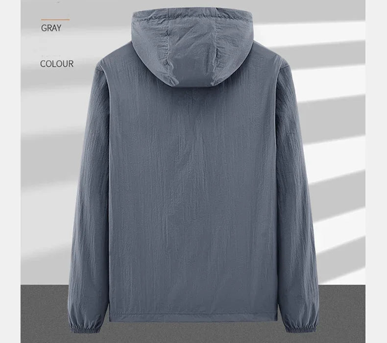 UPF50+ Summer Outdoor Quick Dry Sun-Protective Thin Jacket Men Hiking Fishing Cycling Hooded Gym Sport Ultra Light Windbreaker