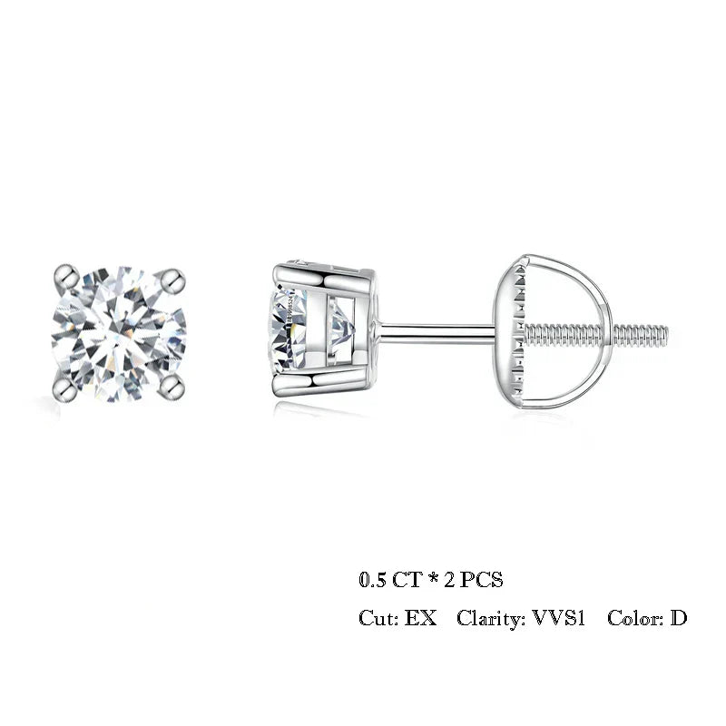 4 Prongs Moissanite Earrings for Women Solid 925 Sterling Silver 2CT VVS1 Lab Diamond Sparkling Classic Wedding Jewelry