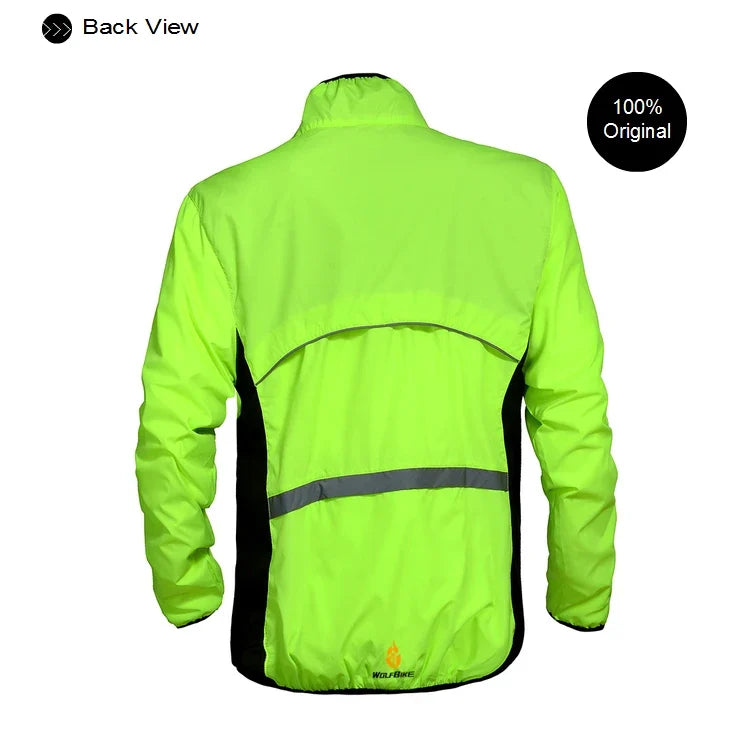 Men Windproof Water-repellent Reflective Cycling Jacket MTB Bicycle Long Sleeve Windbreaker Bike Coat Jersey