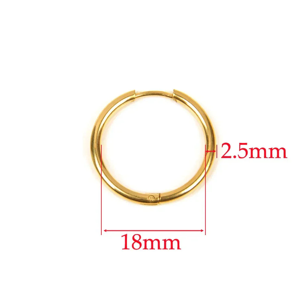 10pcs 316L Stainless Steel Hoop Earrings Women Men Punk Hiphop Circular Ear Buckle Ring Jewelry Gold Color Accessories Wholesale