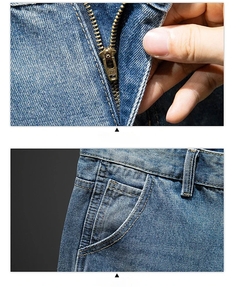 Summer Thin Bermuda Jeans Men's High Street Straight Shorts Fashion Casual Blue Classic Style Male Clothes Short Pants