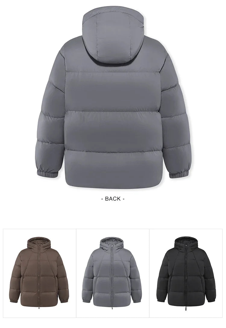 Down Jacket Men 2024 Winter New Thermal Three-Proof Couple Hooded Outerwear Solid Color Versatile Down Jacket
