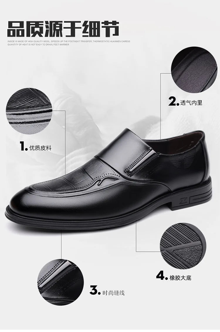Spring Autumn New Leather Shoes for Men Solid Color Business Casual Shoes Male Fashion British Style Dress Shoe Man
