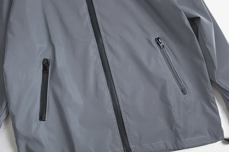 Night Reflective Clothes Spring New Men's Hooded Jacket Outdoor Run Casual Windproof Coat Couples Hip-hop Streetwear S-5XL