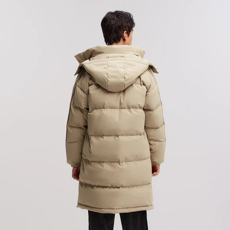 Down Jacket Men Three-Resistant Mid-Length Outerwear 2026 New Contrasting Colors Sports Style Winter Outfit Thick Couple