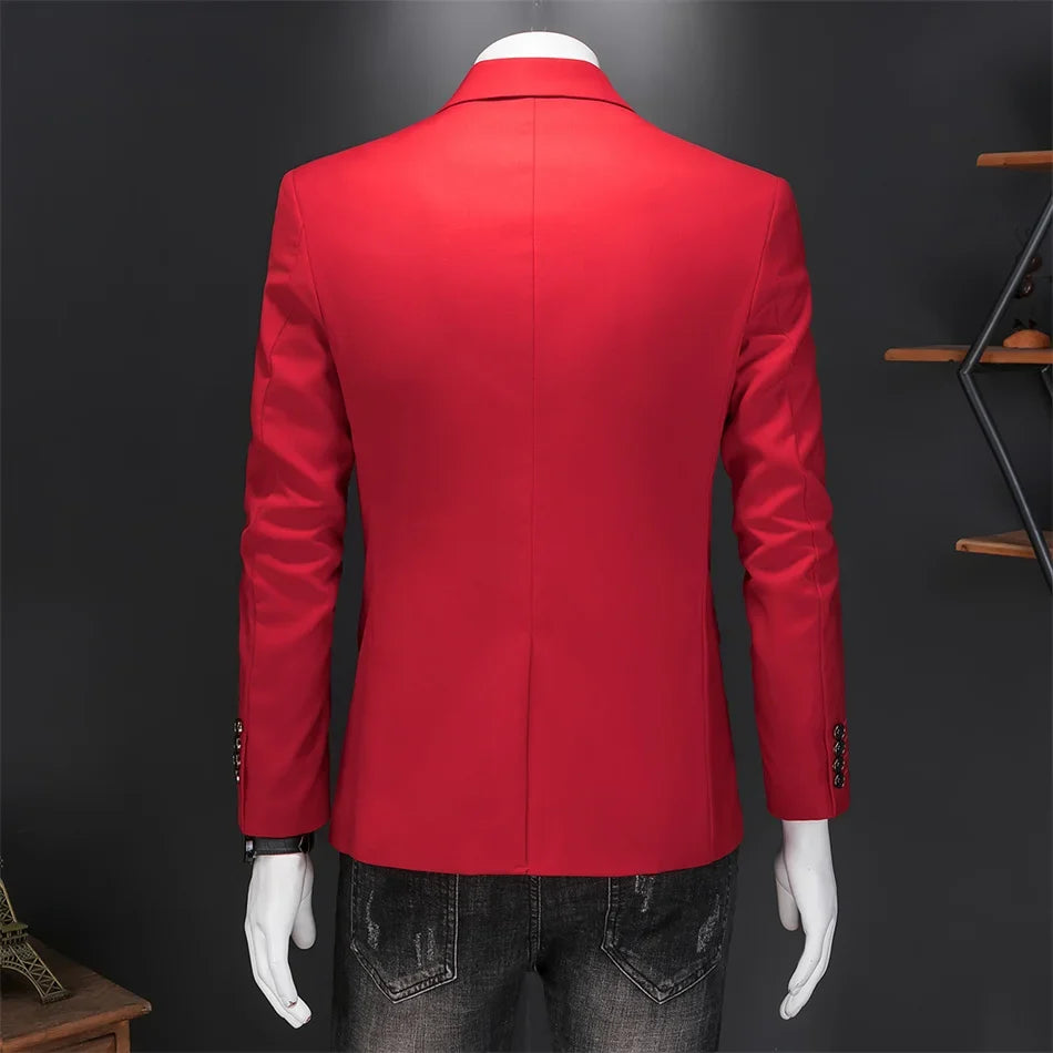 15 Color Fashion Mens Suit Jacket High Quality Slim Fit Solid Color Casual Business Mens Blazers Formal Office Wedding Suit Tops