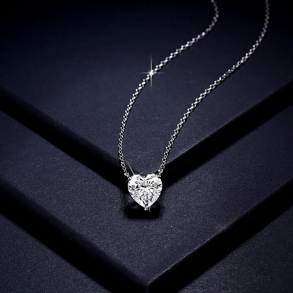 2/4/6carat Heart Cut Moissanite Pendant Necklace for Women S925 Silver D Color Solitaire Diamond Neck Chain with Certificate
