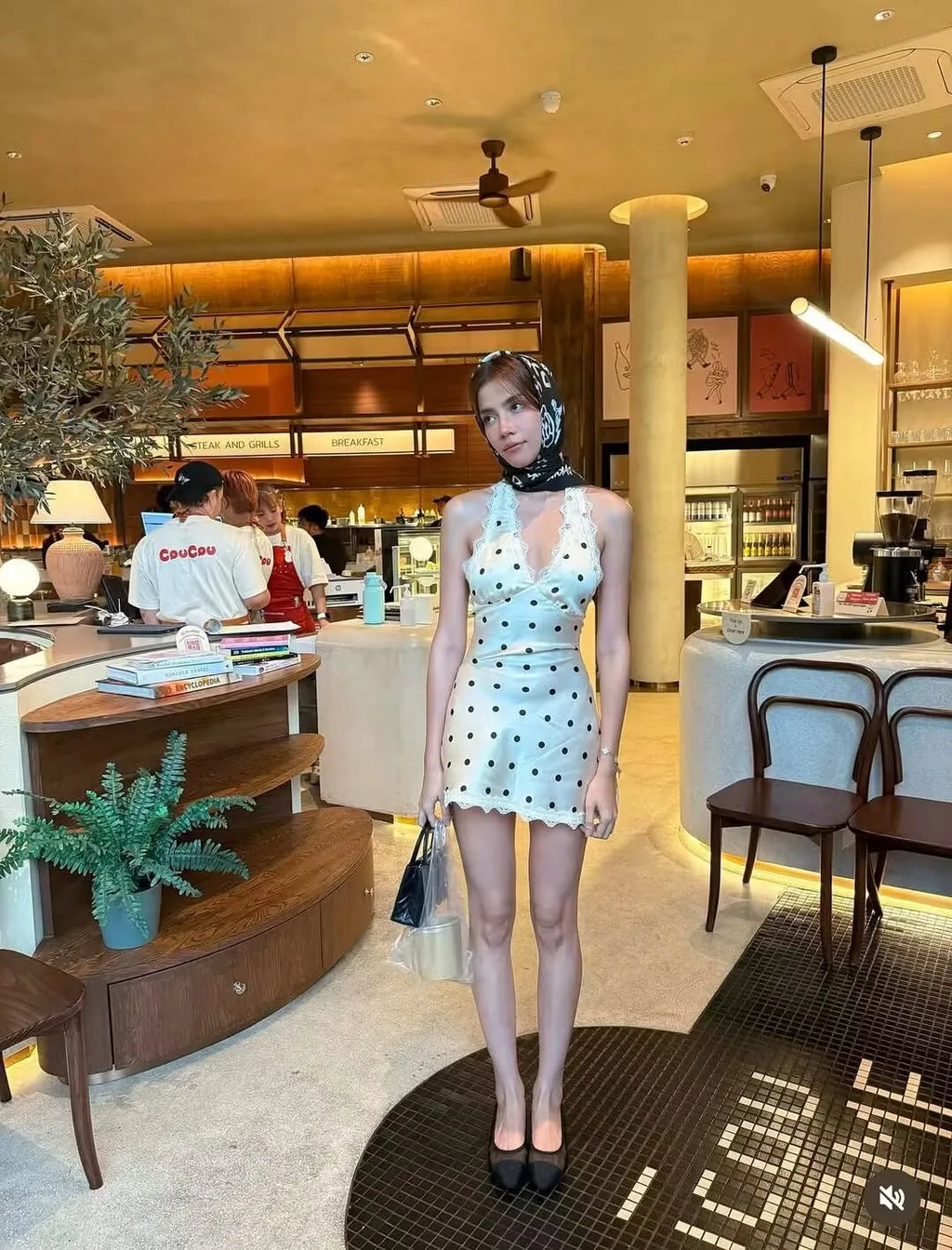 Lace Spliced Polka Dot Halter Dress Women Elegant A-line Mini Sexy Backless Dresses Summer Robe 2025