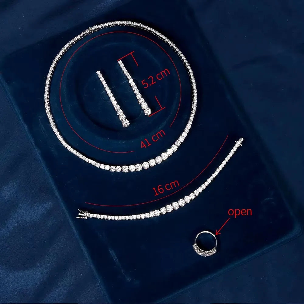 4pcs Bridal Cubic Zirconia Jewelry Sets For Women Party Luxury Dubai Nigeria CZ Crystal Wedding Jewelry Sets
