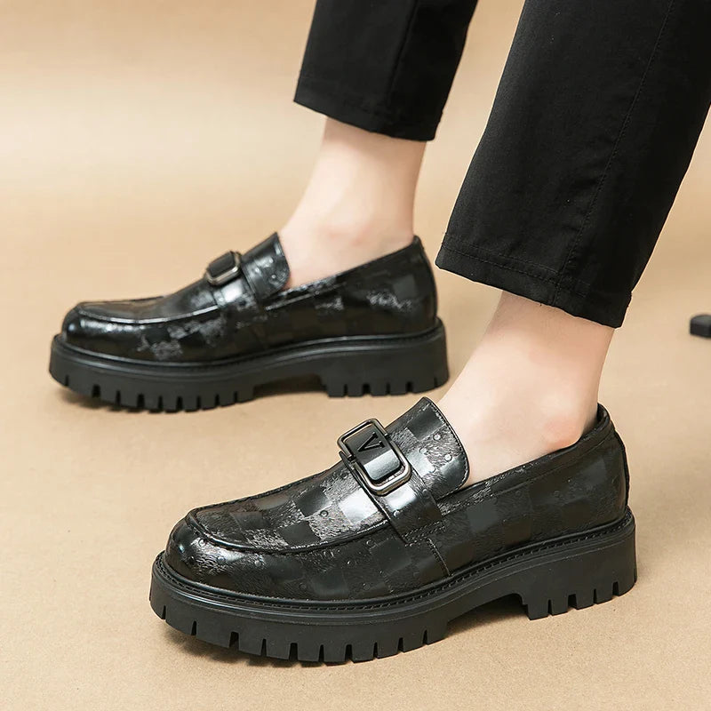 New Platform Men's Casual Shoes Comfortable Fashion Luxury Loafers Men's Leather Shoes Heightening Loafers Beans Driving Shoes
