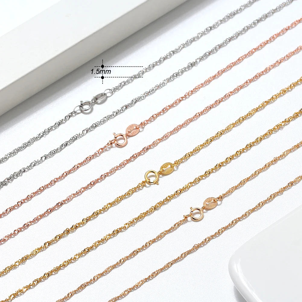 1.5mm Width Singapore Twisted Chain Necklace Solid 925 Sterling Silver Hiphop Classic Style Twist Choker Chain SC02