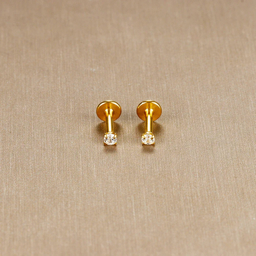 2PC Labret Tragus Stud Earrings 16G Surgical Stainless Steel CZ Crystal  Monroe Helix Cartialge Conch Medusa Lip Body Piercing