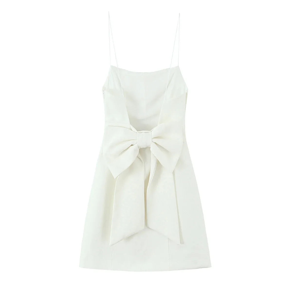 Women Summer Sleeveless Backless Solid Sexy Party Mini Dress Female Elegant Back Bow Decoration Zipper Slim Sling Dress