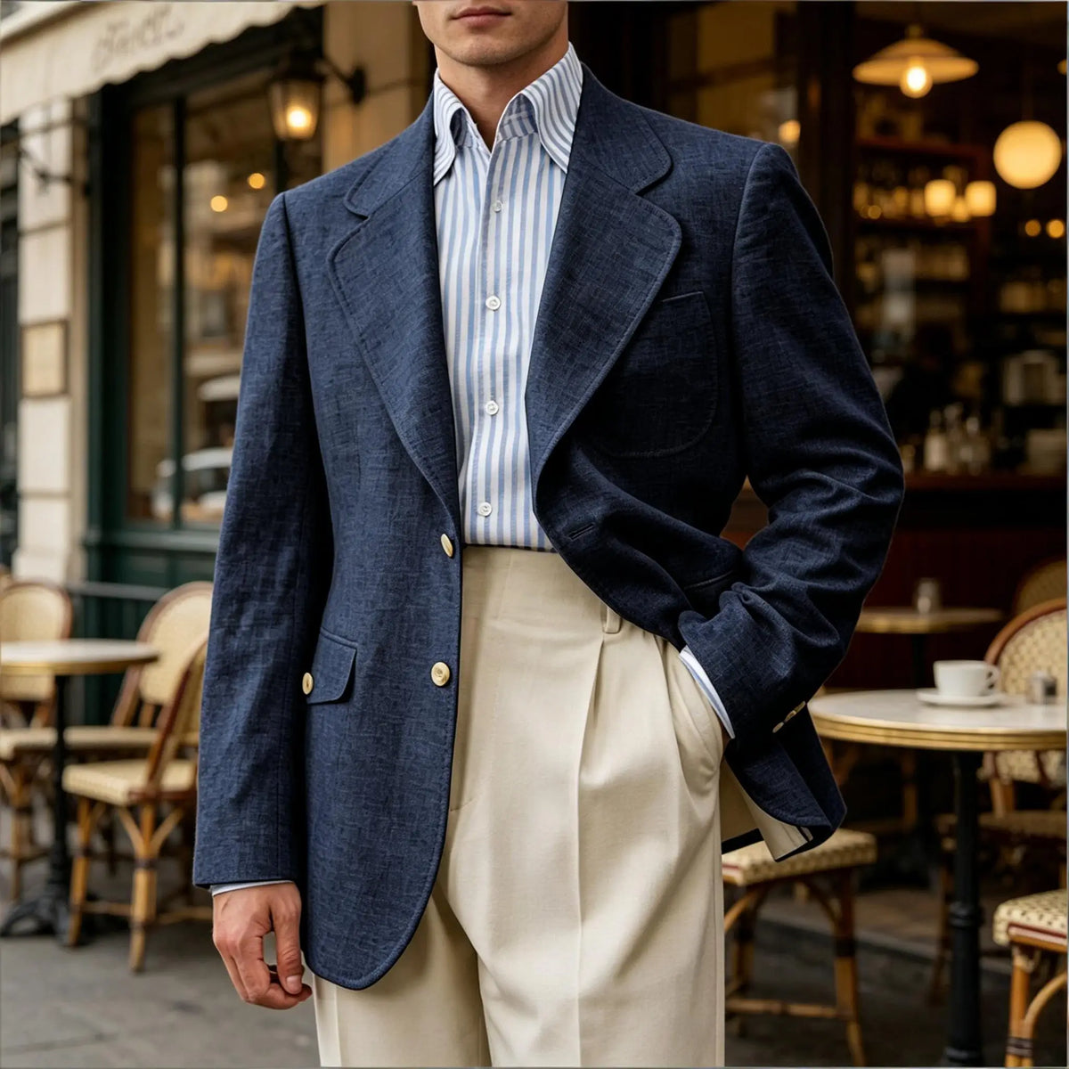 Men Premium Linen Fabric Suit Jacket Breathable Slim Fit Formal Office Daily Travel Streetwear Blazer Casual Coat