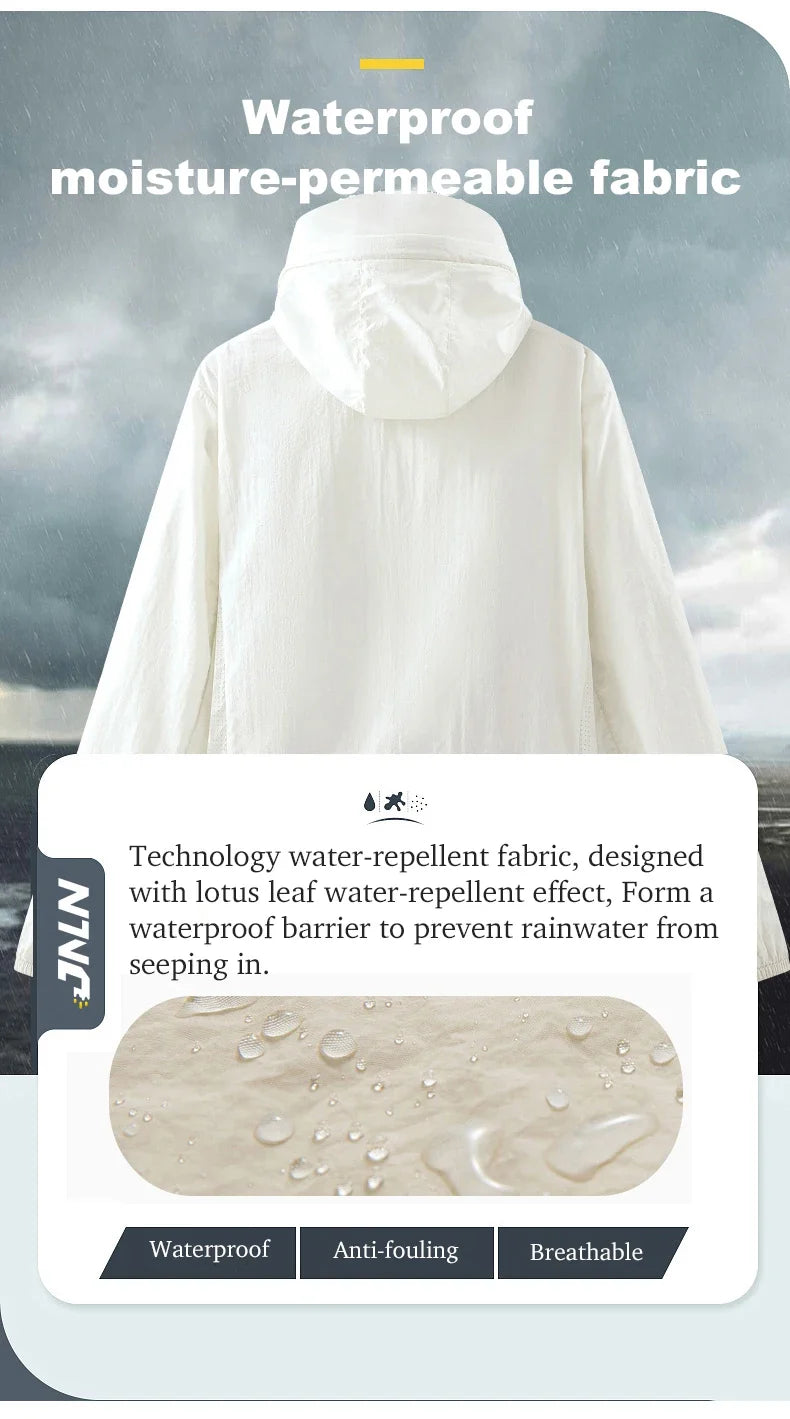 Unisex Waterproof Sun Protective Jacket UPF 50+ UV Blocking Quick-Dry Breathable Windbreaker for Hiking Camping Climbing