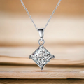 1/2carat  Certified Princess Cut Moissanite Pendant Necklace 925 Sterling Silver D Color Square Solitaire Diamond Neck Chain