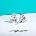 Classic Stud Earrings for Women 1cttw-6cttw Pear Moissanites 925 Sterling Silver D Color VVS1 Moissanite Earrings