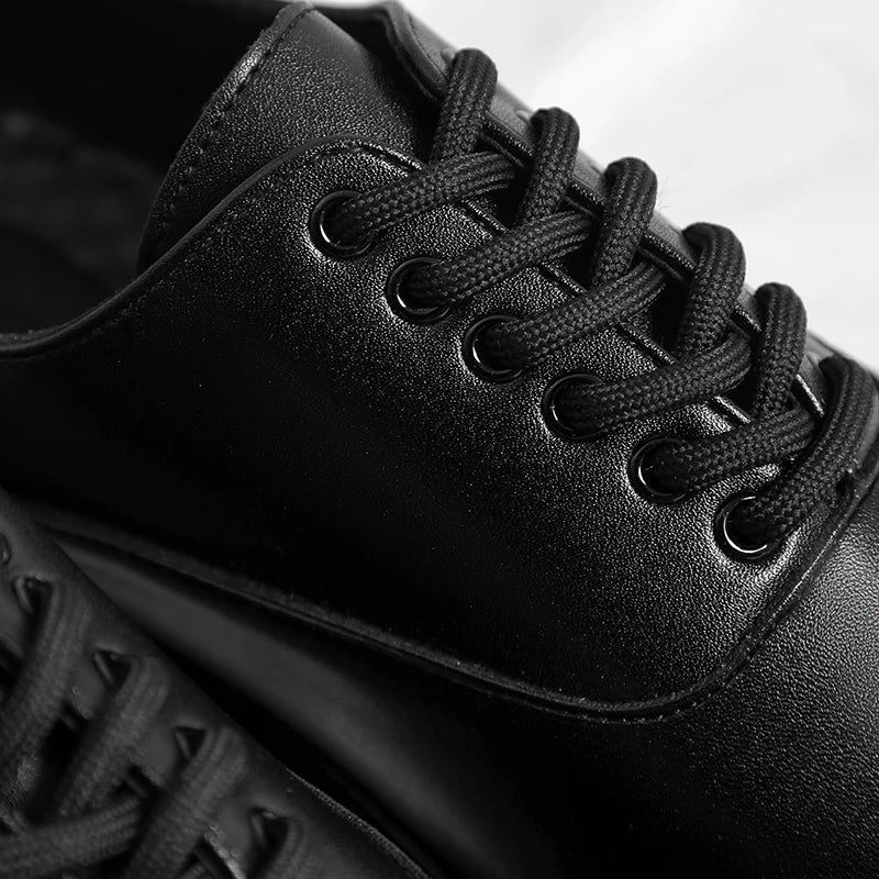 Trendy gentleman men's casual thick soled leather shoes Minimalist and versatile style Fashion Party Office Elevated Shoes