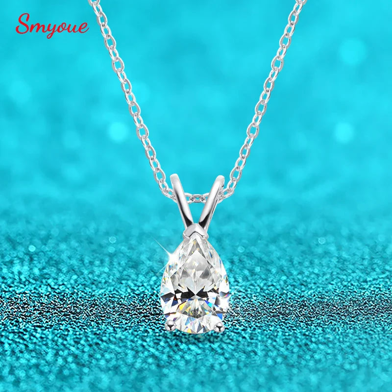 18k Plated Pear Cut 1.5CT Moissanite Diamond Necklace for Women 6*9mm Pendant 100% 925 Sterling Silver Jewelry Wholesale