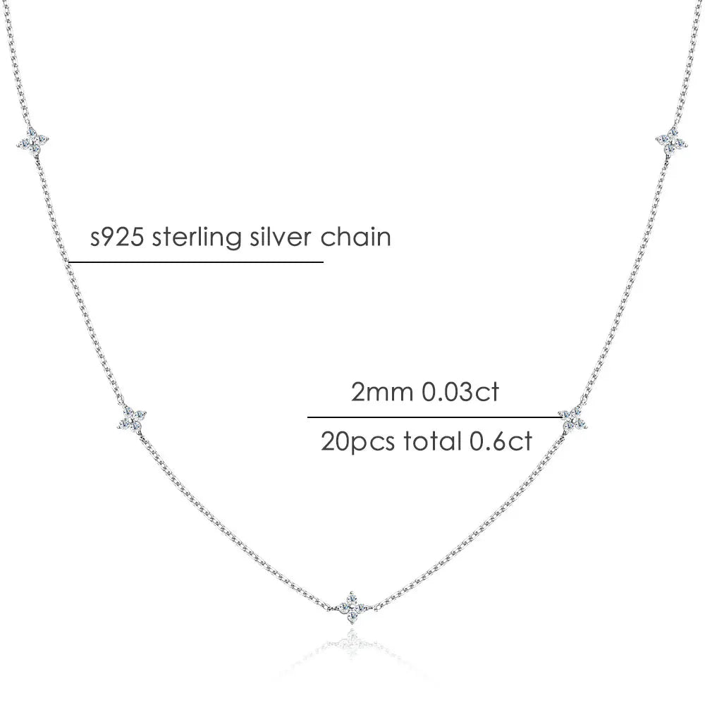 Four-Leaf Clover Moissanite Necklaces for Women 2mm D VVS1 GRA Certified Lab Moissanite s925 Sterling Silver Necklace