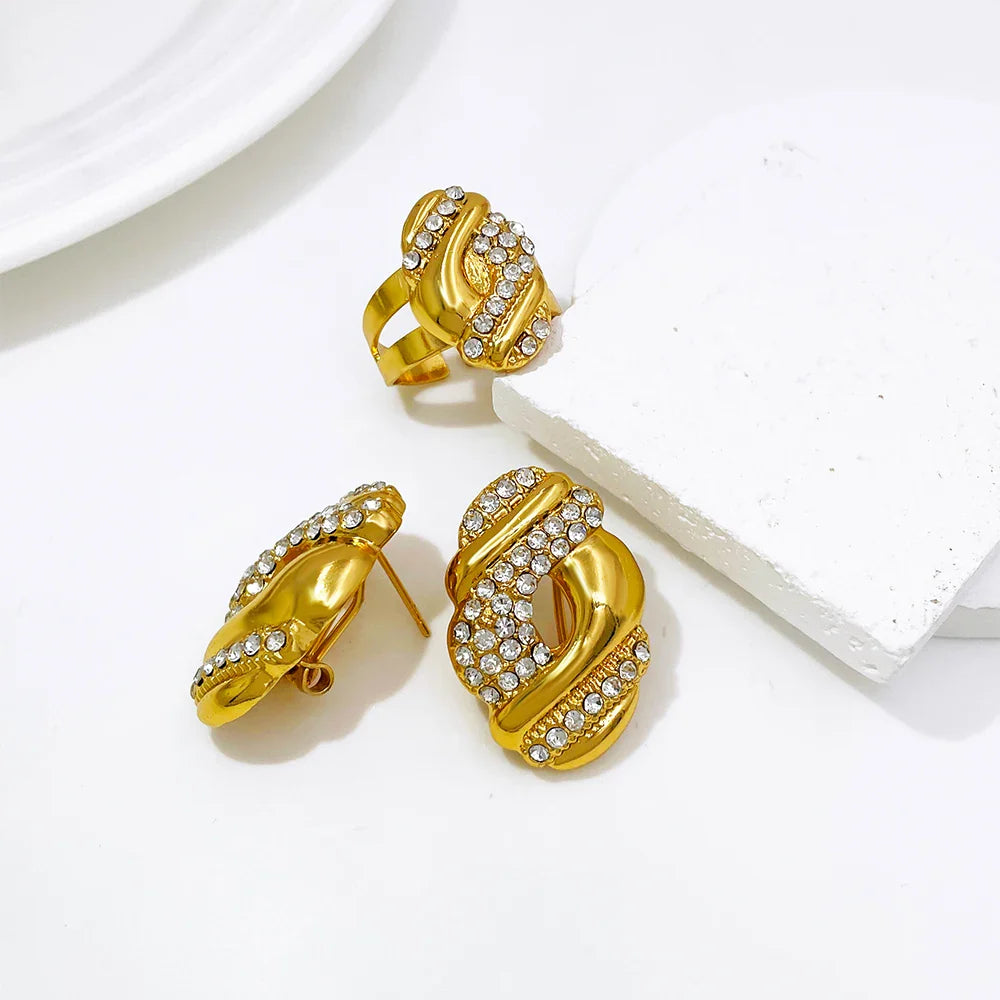 4 Pcs Wedding Jewelry Set Fine Zircon Necklace Bracelet Earring Ring For African Dubai Gold Plated Jewellery Accessories