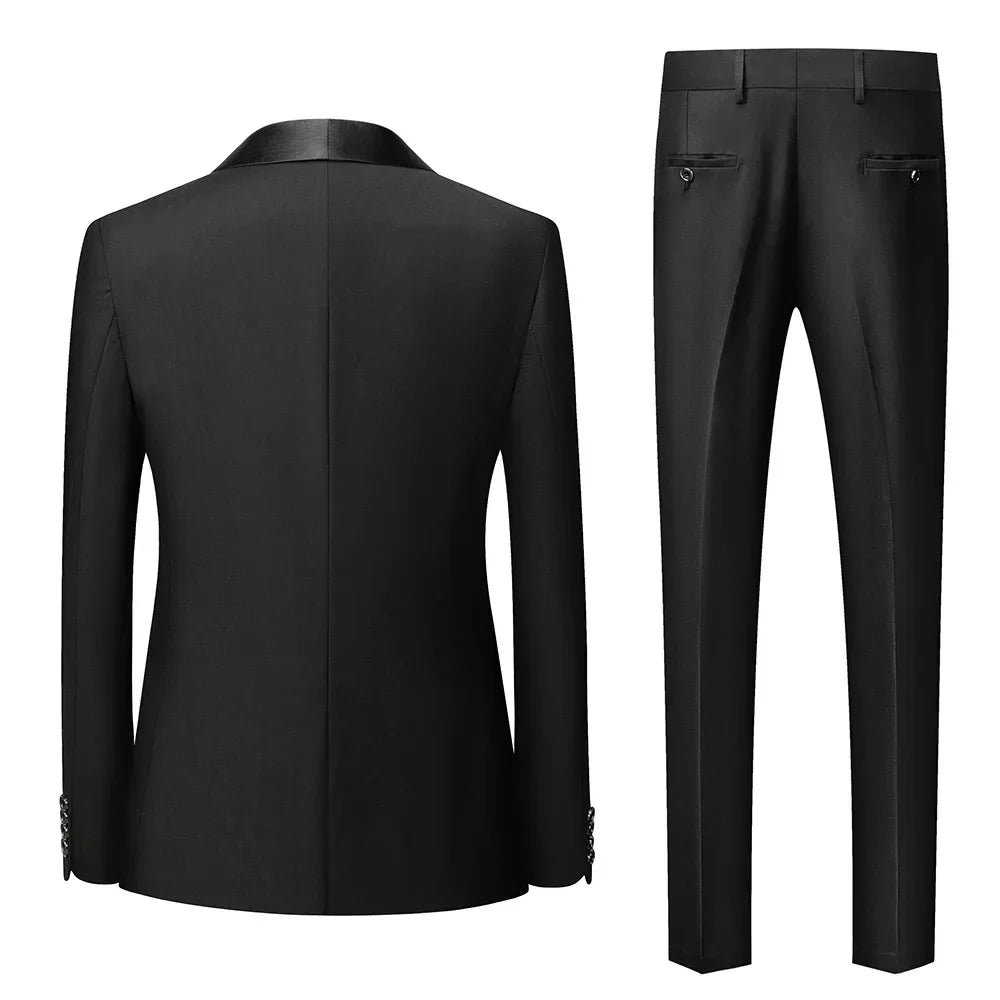 Black Men Color Block Collar Suits