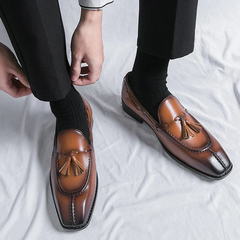 Fashion Shoe Office Shoes for Men Casual Shoes Breathable Leather Loafers Mens Driving Moccasins Comfortable Slip on 2023 Brown