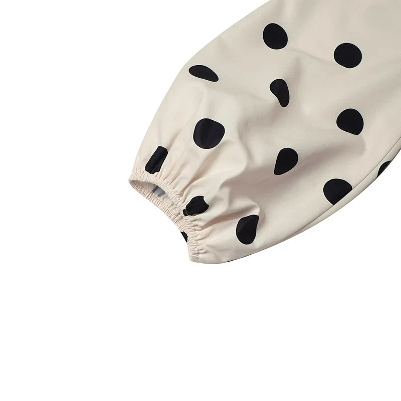 Elegant Women Dots Print Dress 2024 Summer Slim 3/4 Sleeve Vestidos Fashion V-Neck Party Midi Robe Office Pocket Dresses