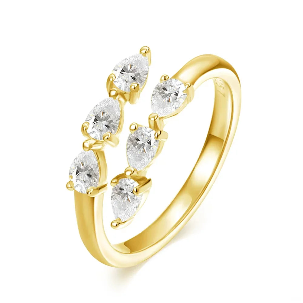 Test Passed 3*4MM Moissanite Rings for Women Lab Diamond Wedding Band 925 Sterling Silver Female Crown Single Tail Ring