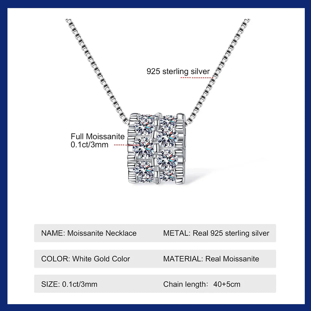 Moissanite Necklaces for Women 925 Sterling Silver Necklace with 1.6CT Diamond 18K Plated Pendant Dainty Jewelry Gift