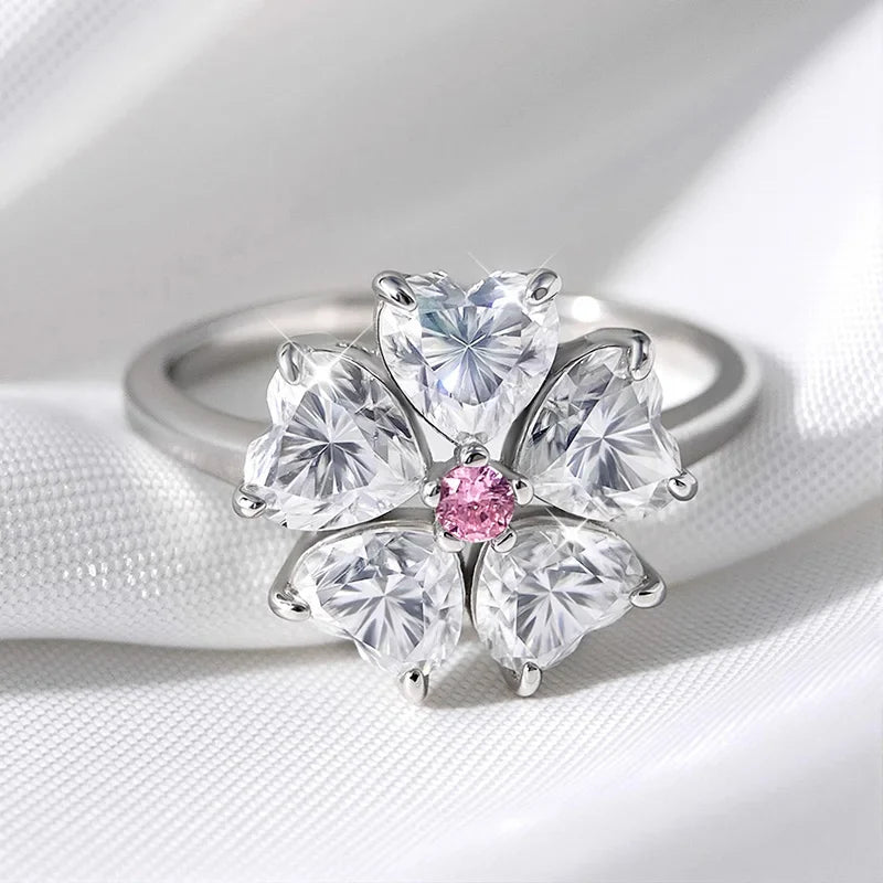14K Plated 6 Gems Moissanite Rings for Women Luxury Wedding Lab Diamond Pure 925 Silver Band Fine Jewelry Female Ring GRA