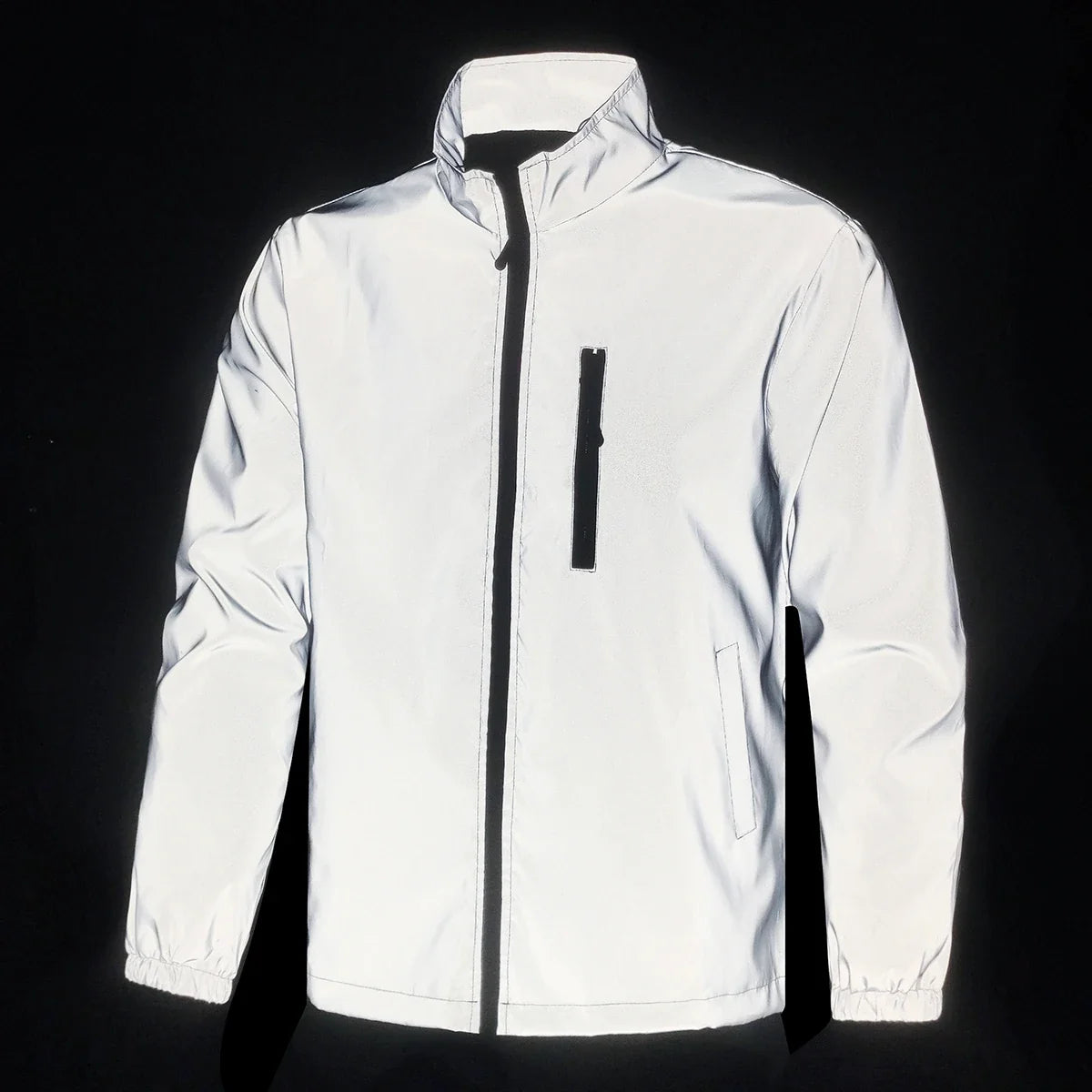 Spring New Men's Reflective Jacket Outdoor Night Running Cycling Windproof Safety Bright Fashion Stand Collar Casual Coats