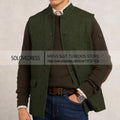 Herringbone Men's Vest Stand Collar Men's Herringbone Waistcoat Single Breasted Men's Suits Vest For Wedding