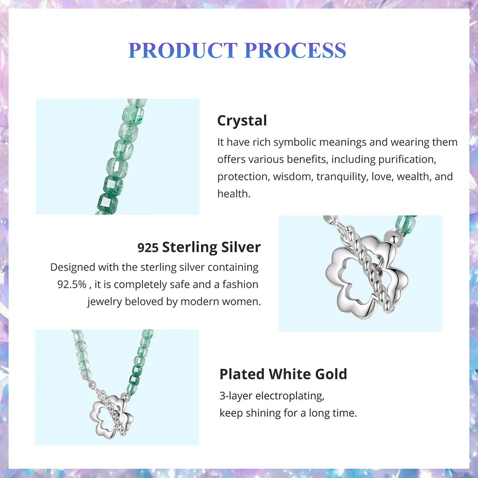 Lucky Strawberry Crystal Necklace Green Quartz Beads Chain Choker Colver Pendant Necklace Trendy Healing Women Jewelry