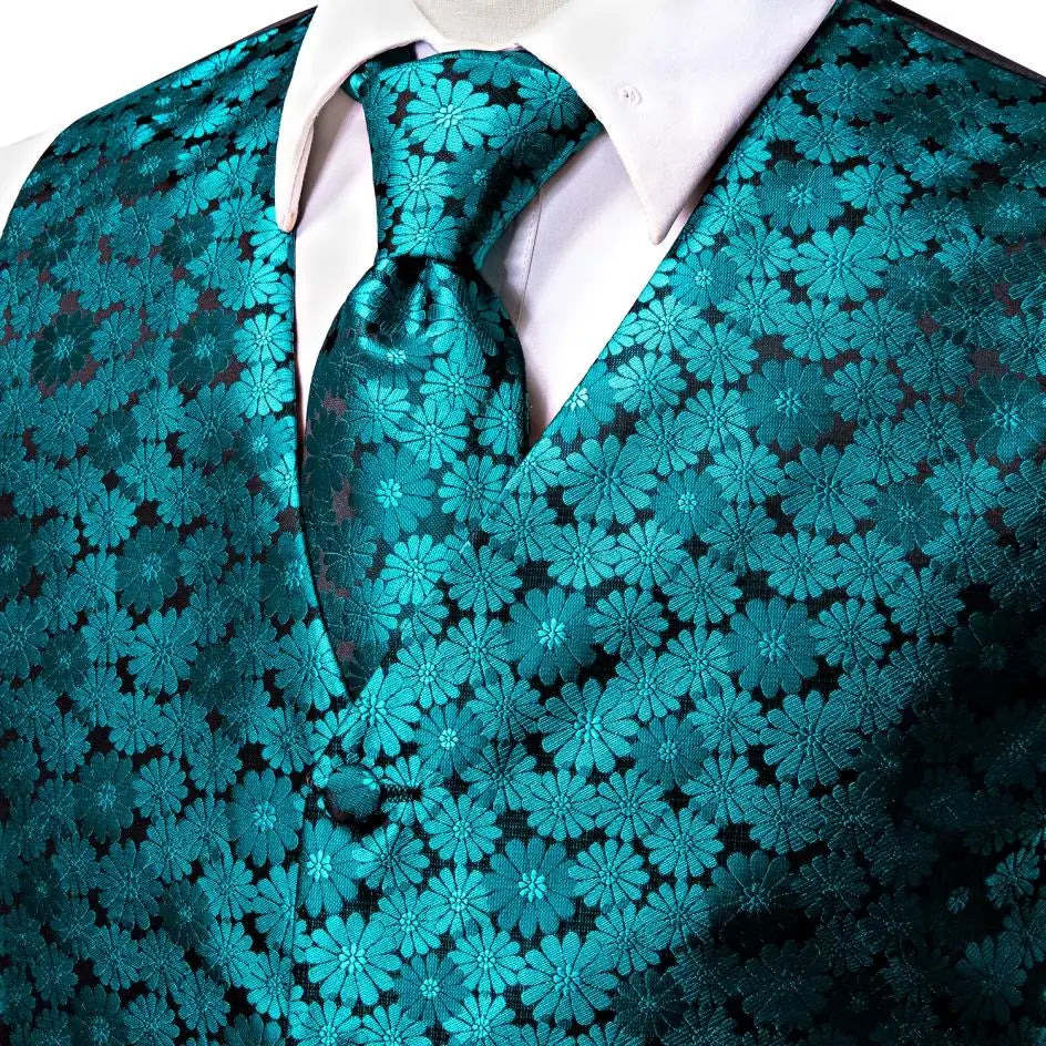 Fashion Silk Vest For Men Classic Gold Champane Yellow Waistcoat Jacket Tie Hankerchief Cufflinks Sets Dress Suit Wedding Hi-Tie