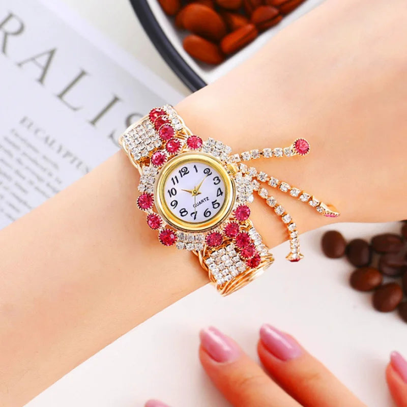Fashion Women Watch with Shiny Diamond Watch Ladies Luxury Brand Ladies Casual Women Bracelet Crystal Watches Relogio Feminino