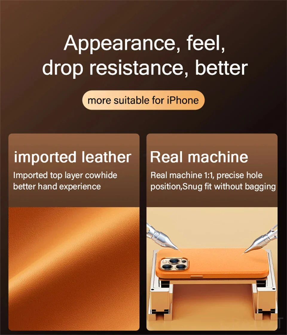 Original For Magsafe Animation Leather Case For iPhone 13 Mini 14 15 16 Pro Max Plus Magnetic Wireless Charging Shockproof Cover