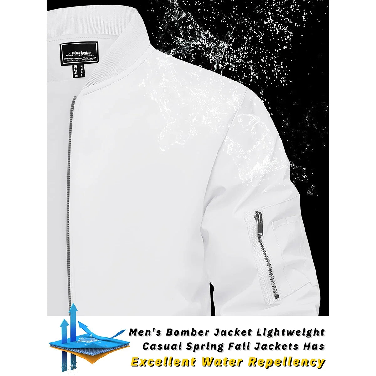 Men's Bomber Jacket Summer Autumn Thin Lightweight Casual Windbreaker Multi-pockets Full Zip Up Varsity Baseball Jacket