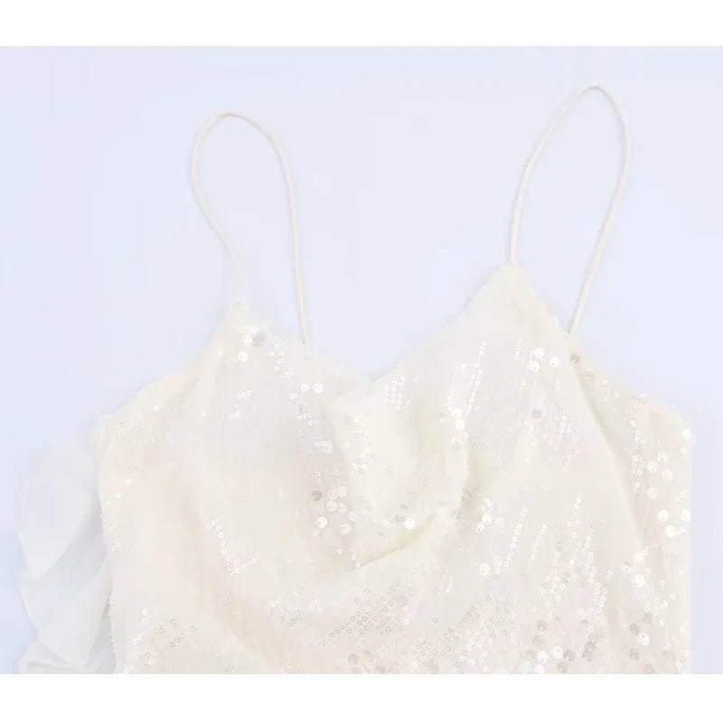 2025 Sequin Mini Dress Woman Sexy Slip Party Dresses for Women Summer Backless Women's Dress Straps Beach Short Dresses