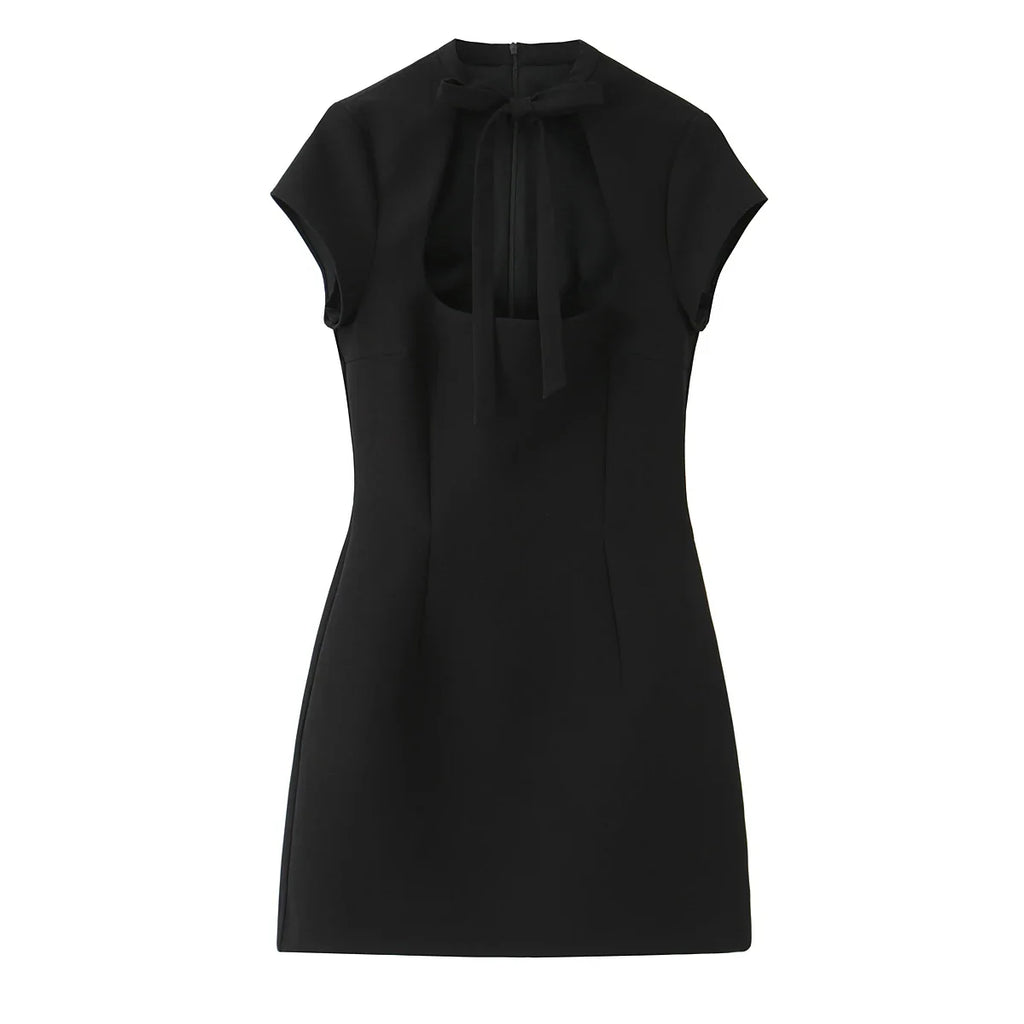 Summer Polka Dot Mini Dresses For Women Casual Short Sleeve Lace Up Collar Dress Sexy Lady Club Party Woman Evening Dress