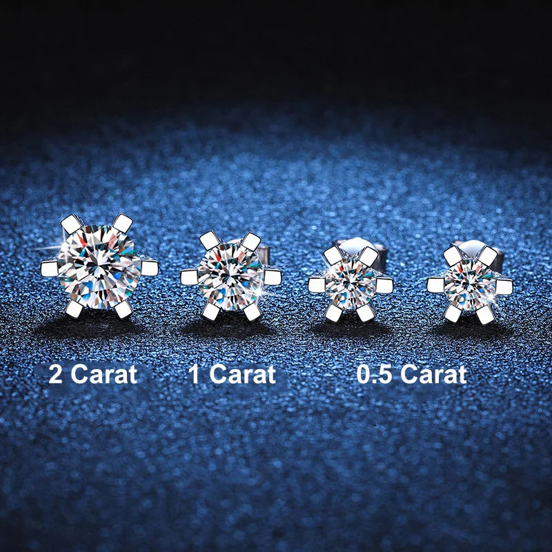 1-4CT GRA Certificated Moissanite Screw Earrings For Women Party Fine Jewelry 6 Prong S925 Sterling Silver Diamond Earring