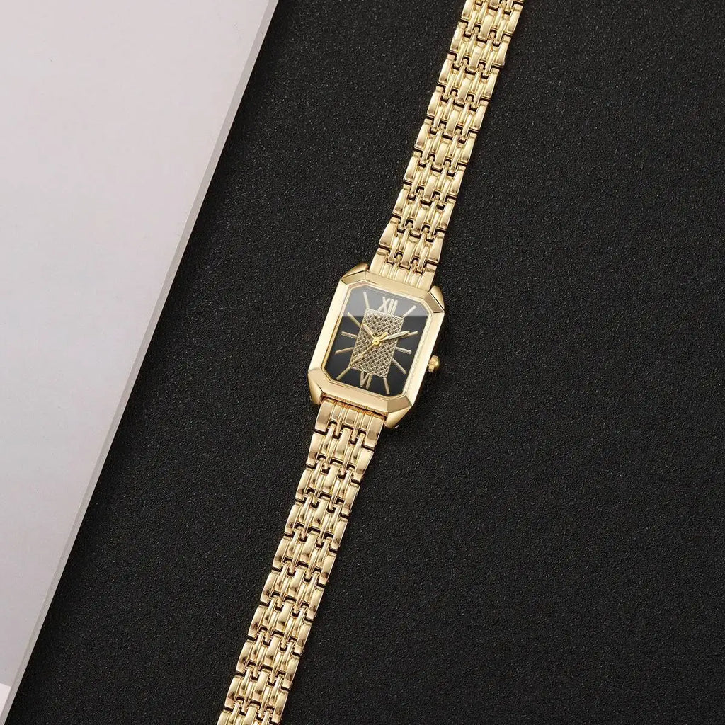 Fashion Rectangle Women Watches Stainless Steel Strap Quartz Wristwatches Reloj Mujer（Without Box）