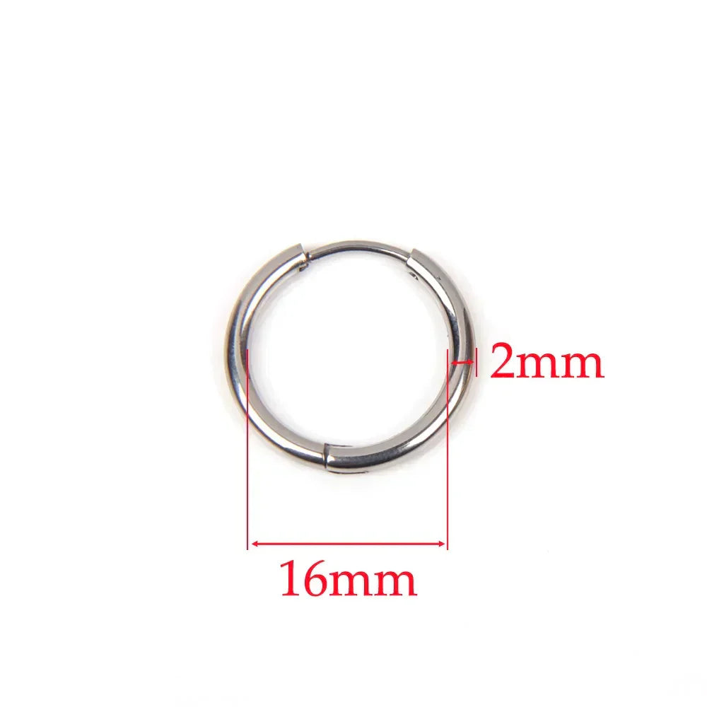 10pcs 316L Stainless Steel Hoop Earrings Women Men Punk Hiphop Circular Ear Buckle Ring Jewelry Gold Color Accessories Wholesale