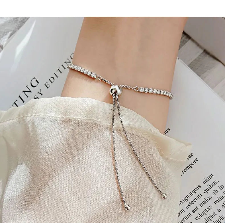 Full 2mm 0.03CT Moissanite Diamond Tennis Bracelet for Woman 925 Silver Plated 18K Rose Gold Adjustable Link Bracelets Gift