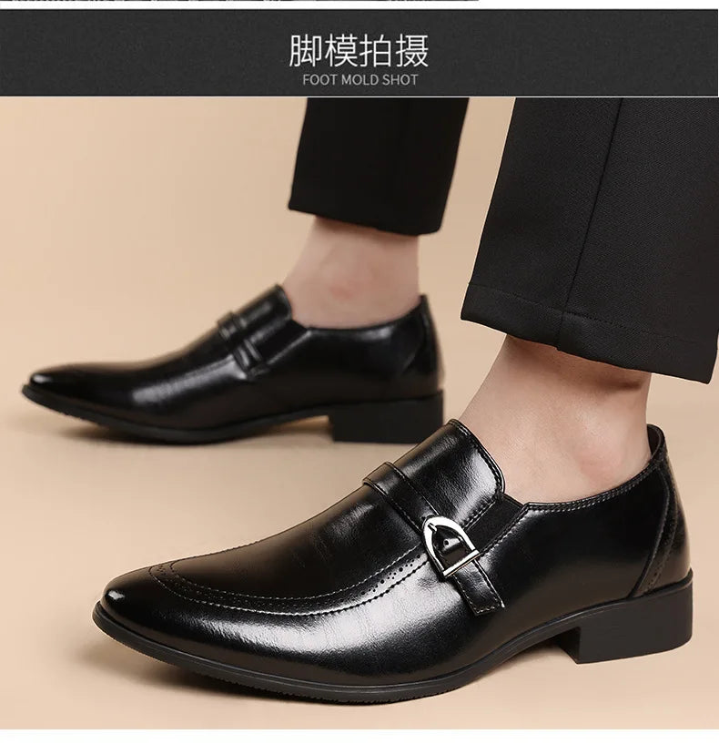 Spring Autumn New Pointed Leather Shoes for Men Solid Color Business Casual Shoes Male Fashion Designer Dress Shoe Man