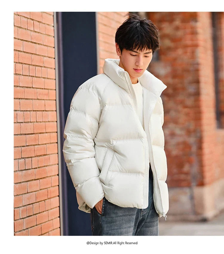 Down Jacket Men 2026 Winter New Thickened Short Coat Three-Proof Thermal Puffer Coat Couple Top Trendy Down Jacket