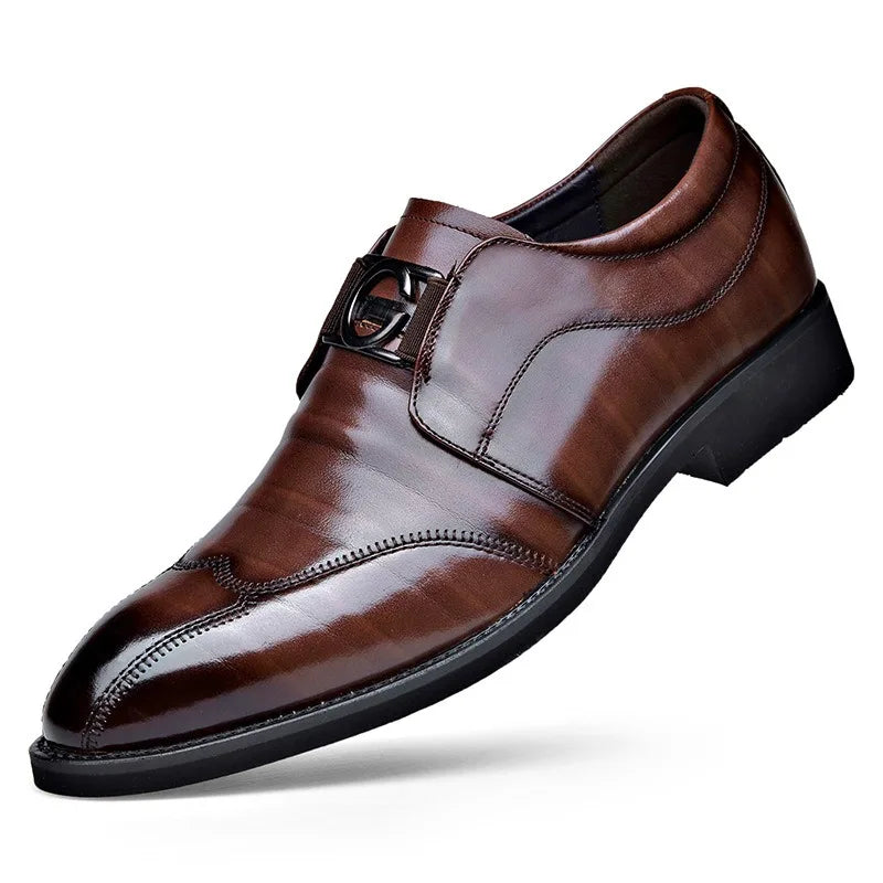 Men Casual Shoes Fashion Brand Classic Casual Men Leather Shoes Black Breathable Business Men Shoes Large Size