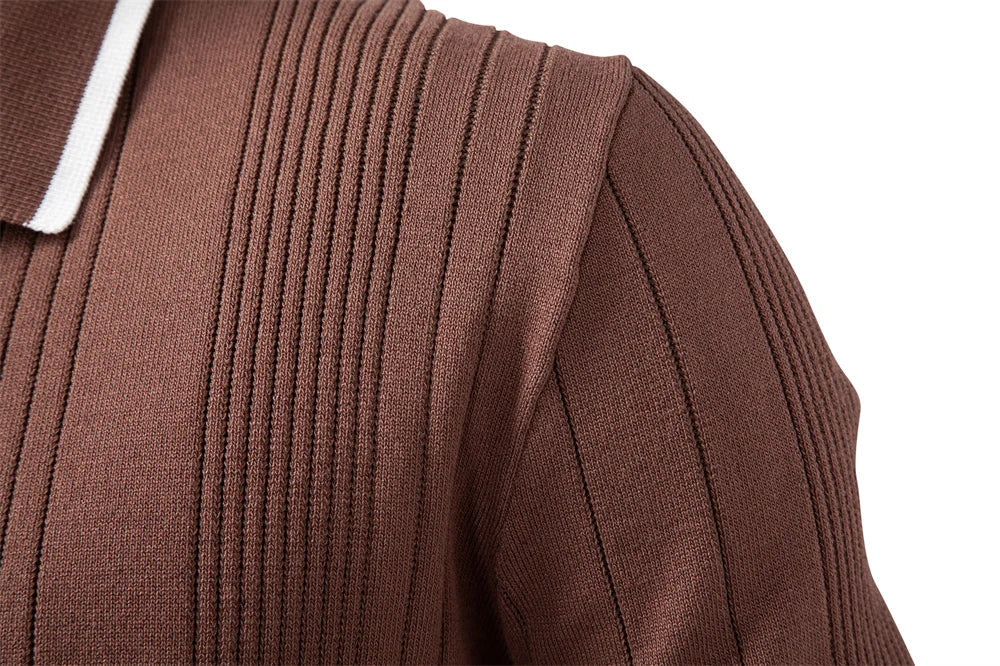 New Top Button Down Polo Shirt Men Solid Color Long Sleeve Fall Winter Luxury Warm Touch Business Casual Mens Sweatershirt